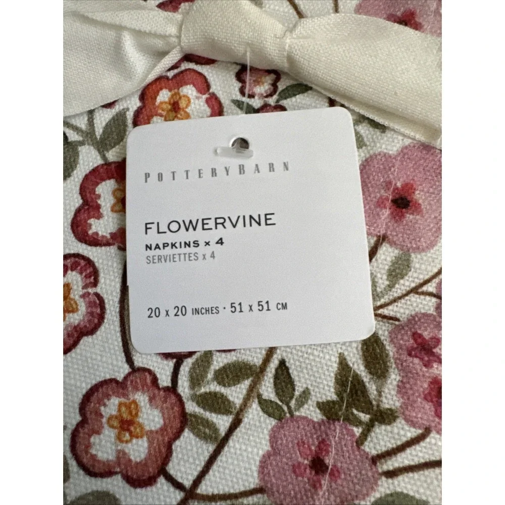 pottery barn Flowervine napkin set of 4 brand new original $56
